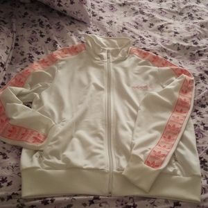 Off white and pink adidas track jacket